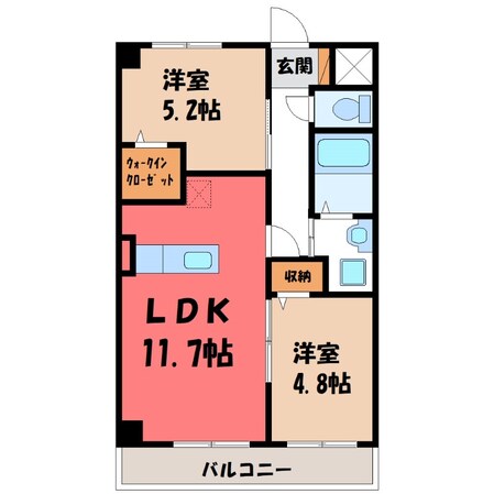 宇都宮駅 徒歩13分 1階の物件間取画像